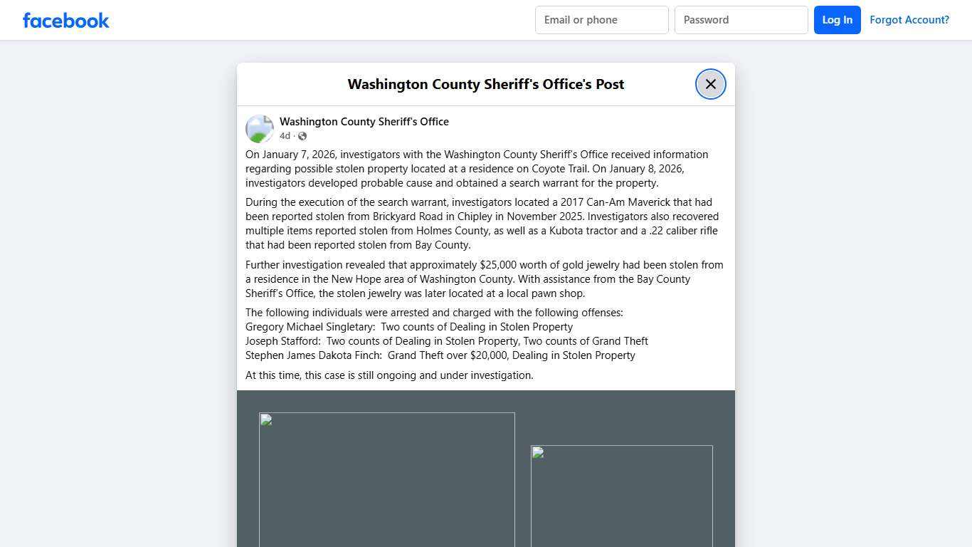 On January 7, 2026,... - Washington County Sheriff's Office Facebook